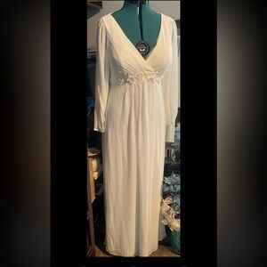 Ever Pretty Ivory Long Sleeve Chiffon Maxi Gown with Floral Waist